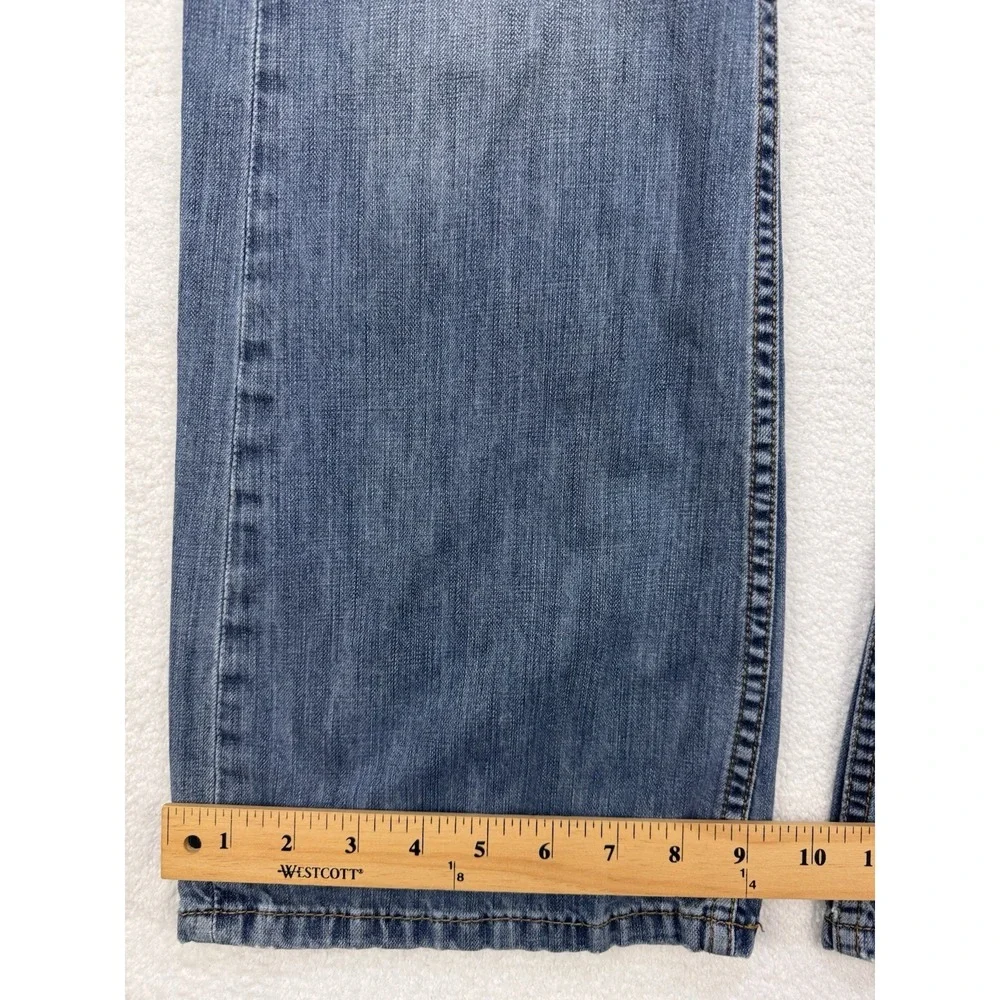 Levis 527 Jeans Men 36x32 Blue Slim Boot Distressed Whisker Denim Cowboy Western